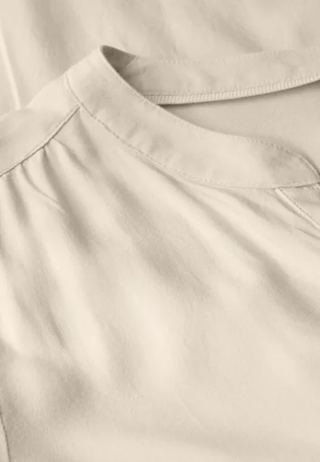 Split Neck Viskose-Bluse light beige