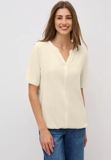 Split Neck Viskose-Bluse light beige