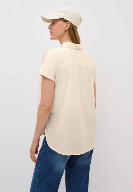 Hemdbluse in Unifarbe light beige