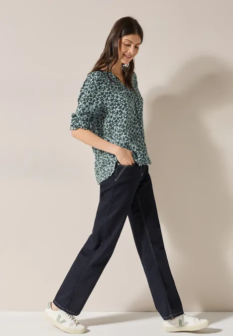 Print-Bluse mit Glitzer cool salvia green