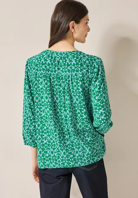 Print-Bluse mit Glitzer pastel blue