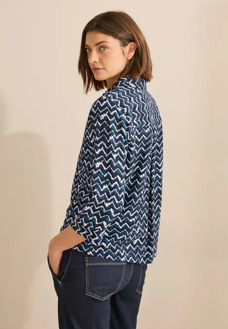Print-Bluse mit Zipper universal blue