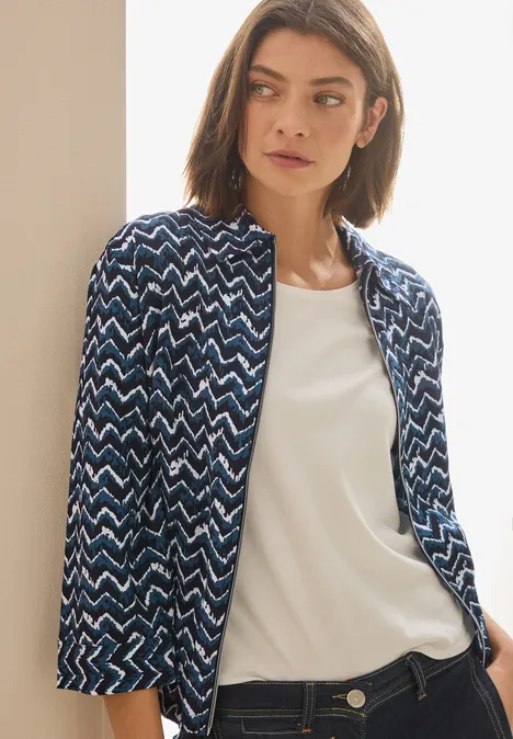 Print-Bluse mit Zipper universal blue