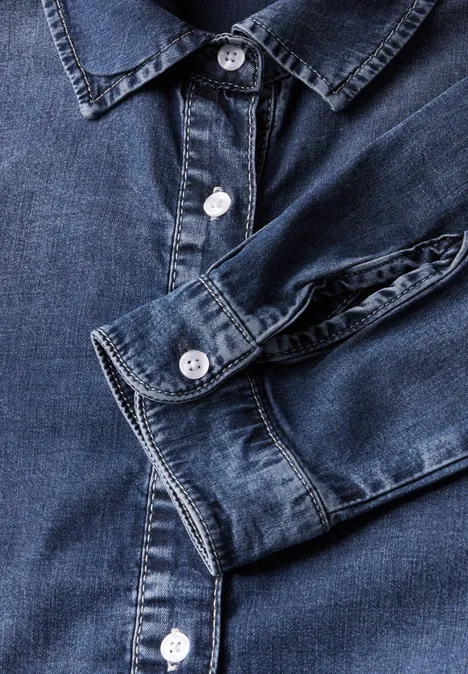 Jeanshemd aus Lyocellmix light blue wash