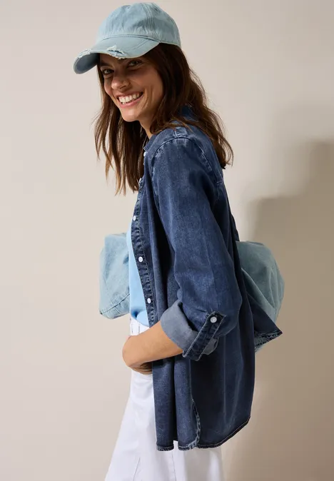 Jeanshemd aus Lyocellmix light blue wash
