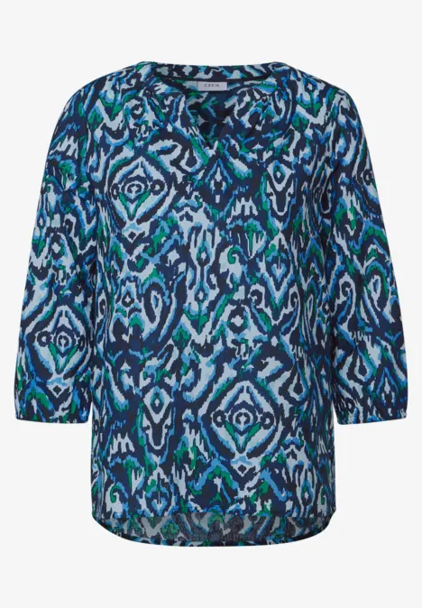 Bedruckte Baumwollbluse universal blue