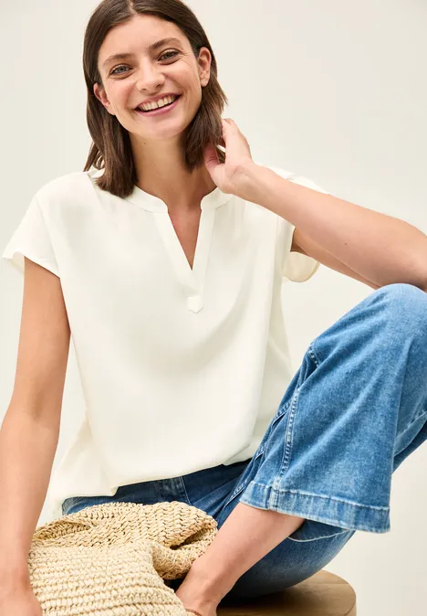 Blusenshirt in Unifarbe vanilla white