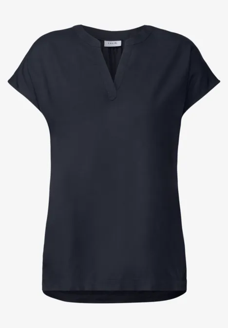 Blusenshirt in Unifarbe universal blue