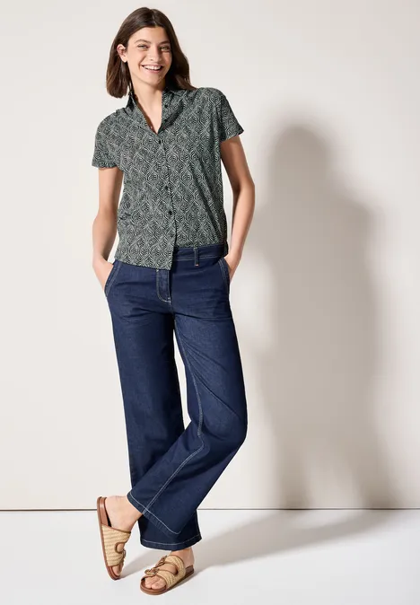 Gemusterte Bluse slate khaki