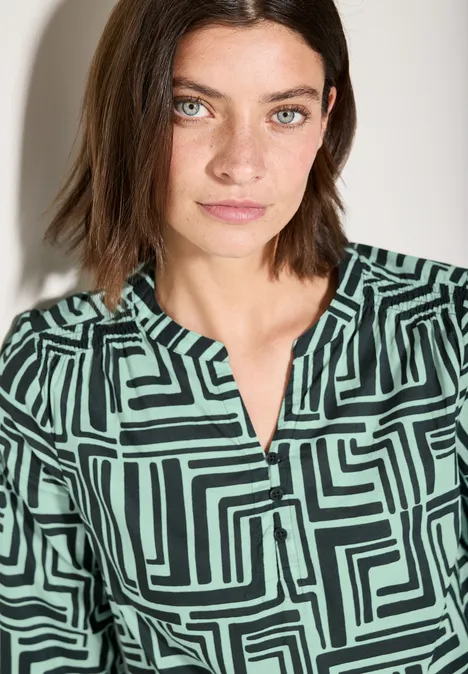 Gemusterte Bluse slate khaki