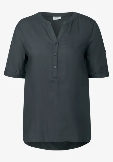 Kurzarmbluse in Unifarbe slate khaki