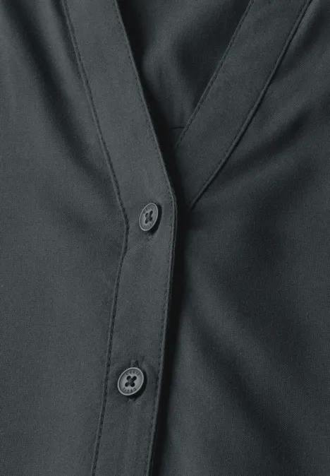 Kurzarmbluse in Unifarbe slate khaki