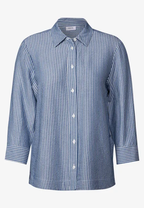 Gestreifte Seersucker Bluse blouse blue