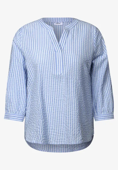 Gestreifte Seersucker Bluse blouse blue