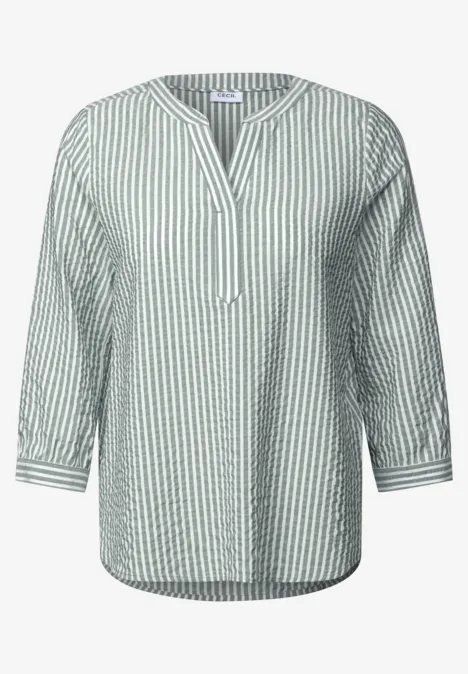 Gestreifte Seersucker Bluse slate khaki
