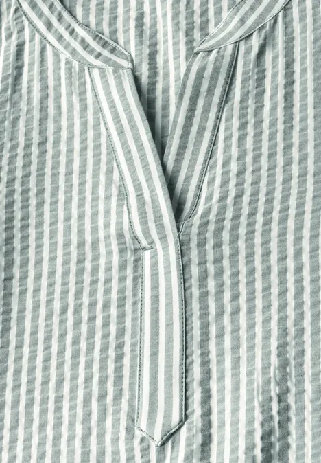 Gestreifte Seersucker Bluse slate khaki