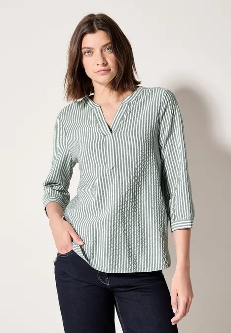 Gestreifte Seersucker Bluse slate khaki
