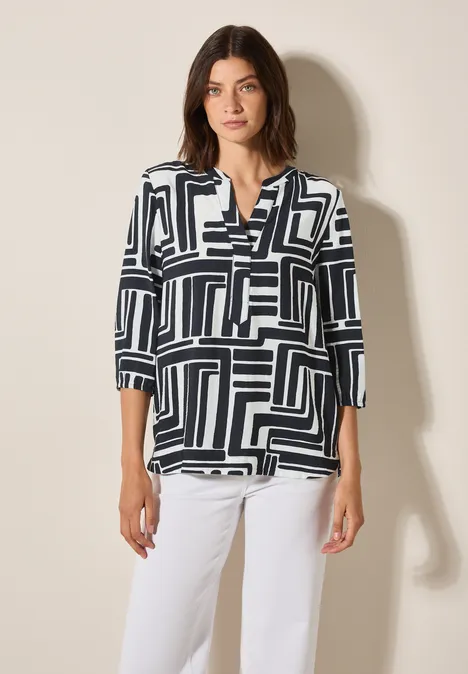 Gemusterte Strukturbluse universal blue