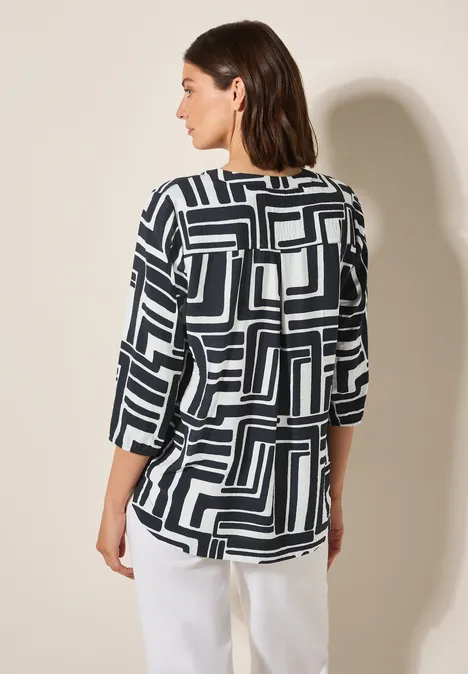 Gemusterte Strukturbluse universal blue