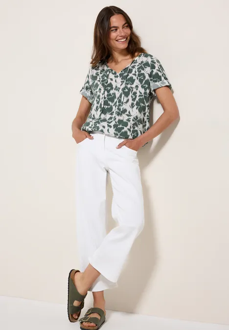 Gemusterte Bluse dark balmy khaki