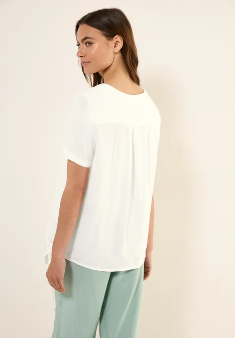 Blusenshirt mit Knoten vanilla white
