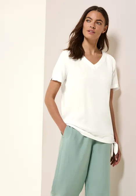 Blusenshirt mit Knoten vanilla white