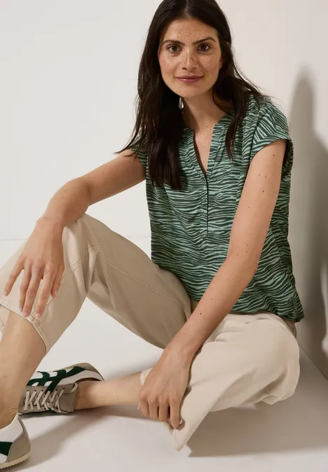 Tunika mit Zebra Print dark balmy khaki