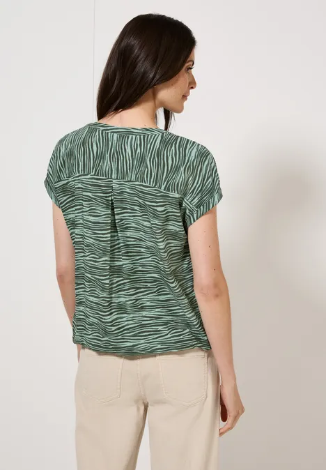 Tunika mit Zebra Print dark balmy khaki