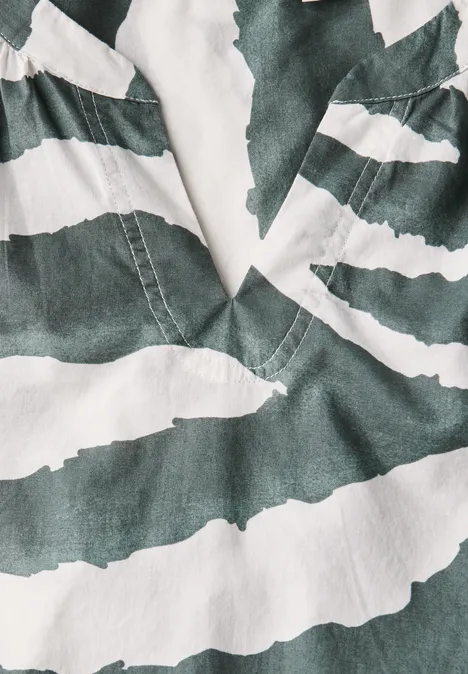 Zebra Print Baumwollbluse dark balmy khaki