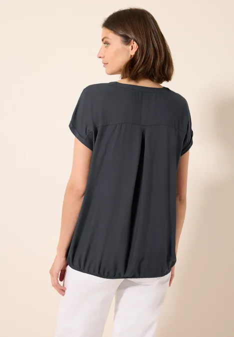 Kurzarmbluse in Unifarbe volcanic grey