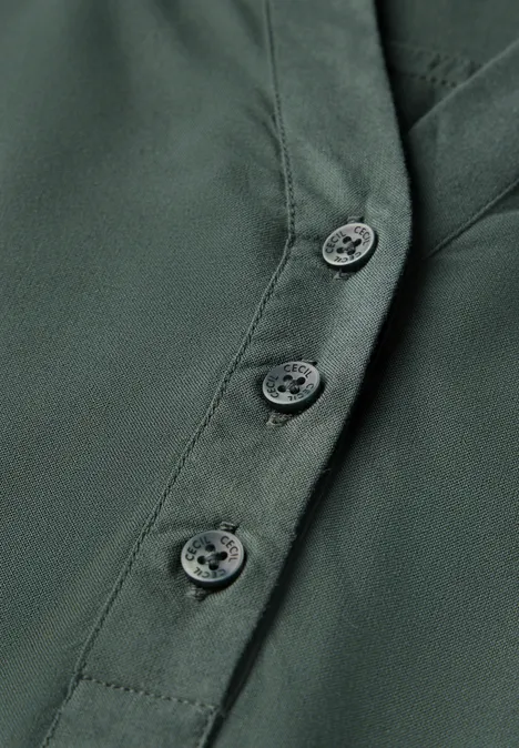 Kurzarmbluse in Unifarbe dark balmy khaki