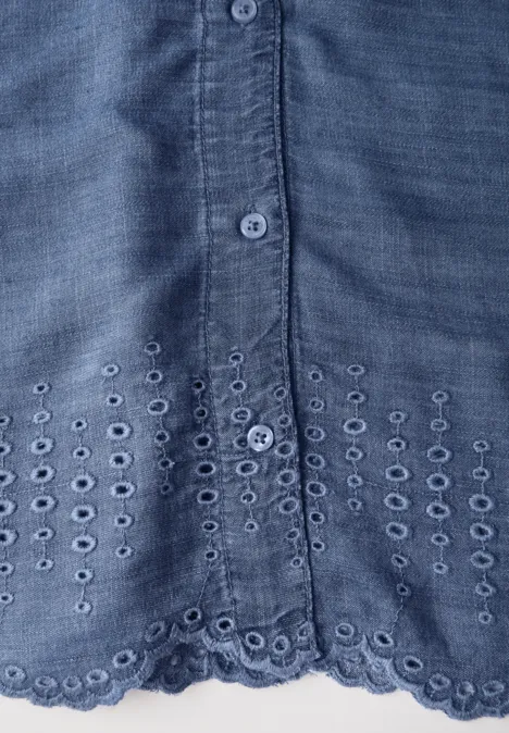 Lyocellbluse mit Stickerei mid blue wash