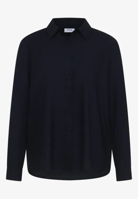 Hemdbluse in Unifarbe urban dark blue