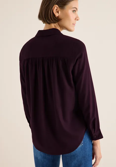 Hemdbluse in Unifarbe eggplant red