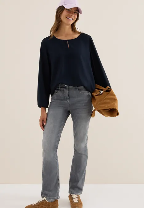 Bluse in Unifarbe urban dark blue