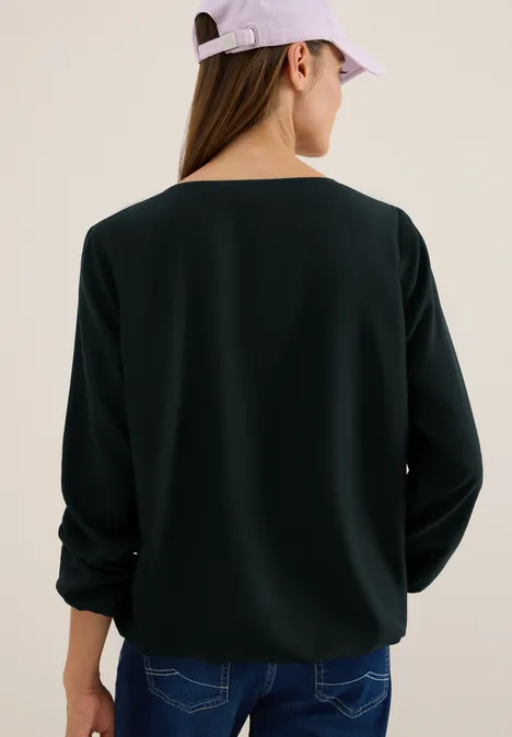 Bluse in Unifarbe ink green
