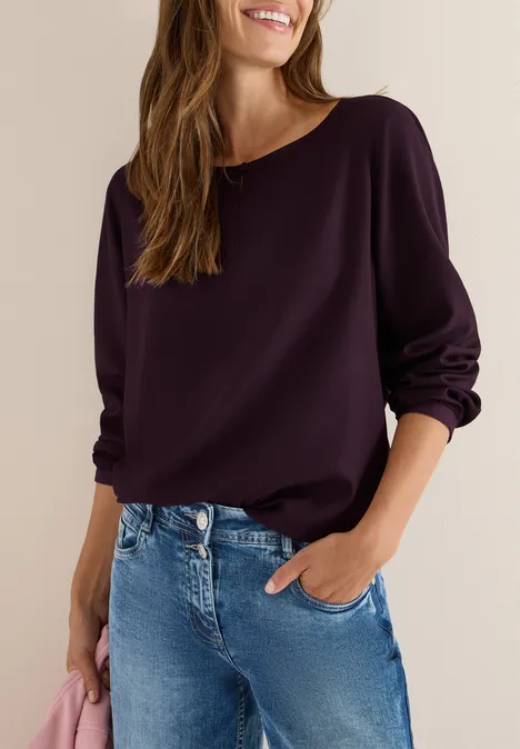 Bluse in Unifarbe eggplant red