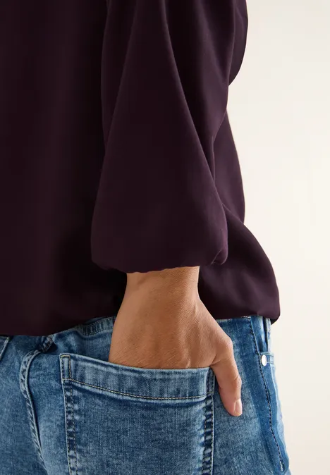 Bluse in Unifarbe eggplant red