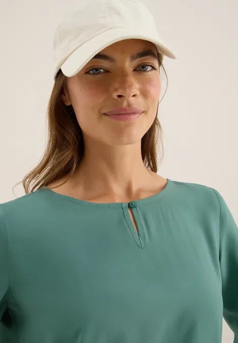 Bluse in Unifarbe jewel green