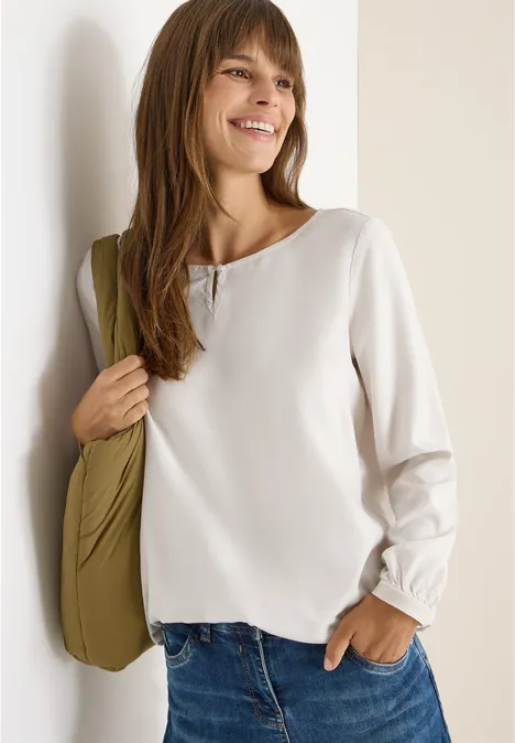 Bluse in Unifarbe light greige