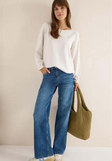 Bluse in Unifarbe light greige