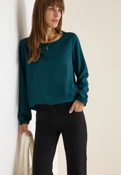 Bluse in Unifarbe dark sea green