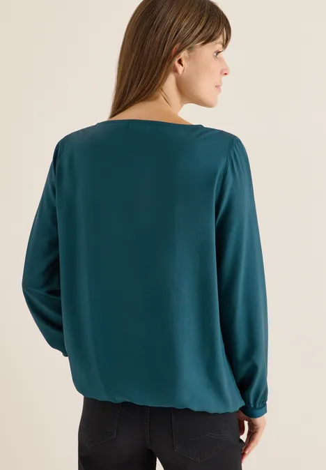 Bluse in Unifarbe dark sea green