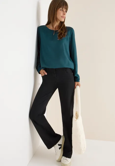 Bluse in Unifarbe dark sea green