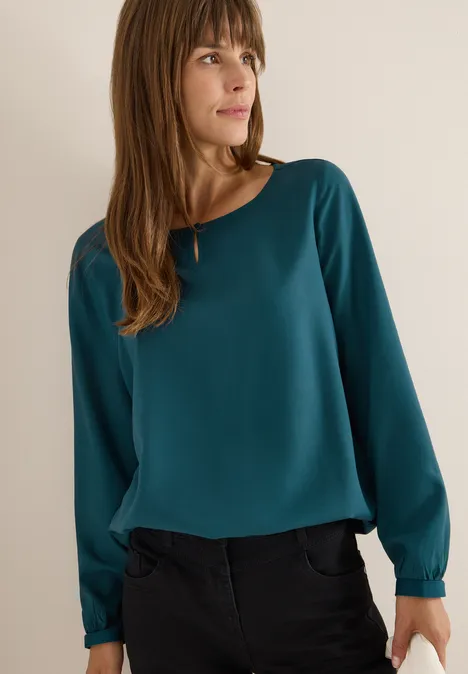 Bluse in Unifarbe dark sea green