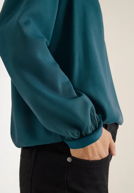 Bluse in Unifarbe dark sea green