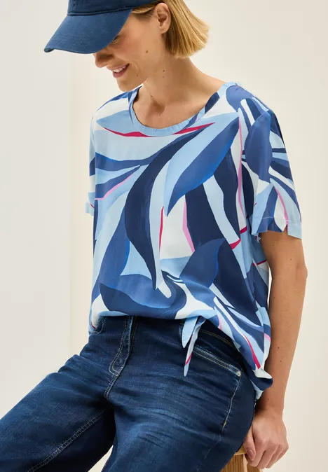 Print-Bluse mit Knoten urban navy blue