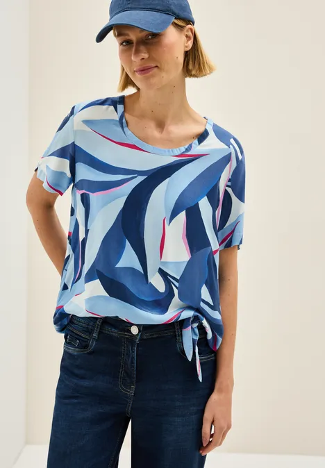 Print-Bluse mit Knoten urban navy blue