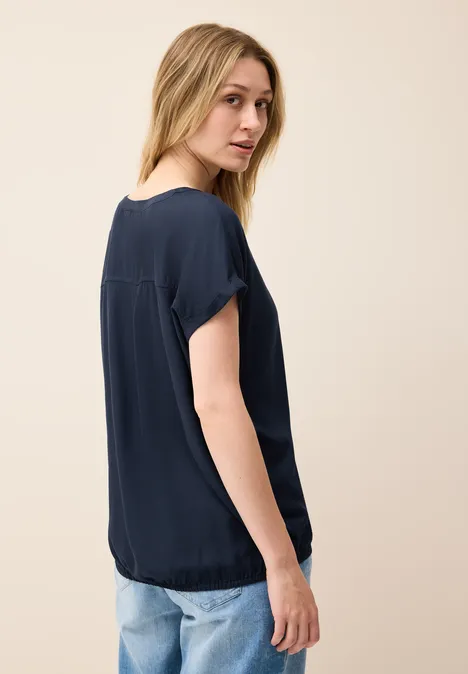 Blusenshirt in Unifarbe urban navy blue