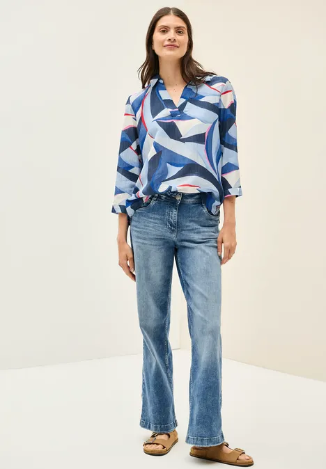 Lange Hemdbluse mit Print urban navy blue